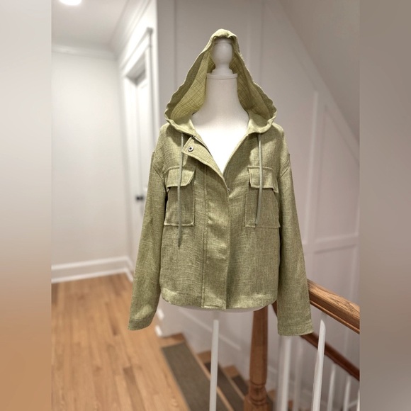 Anthropologie Jackets & Blazers - NWOT Anthropologie Avec Les Filles Tweed Cropped Hooded Jacket • Artichoke • M